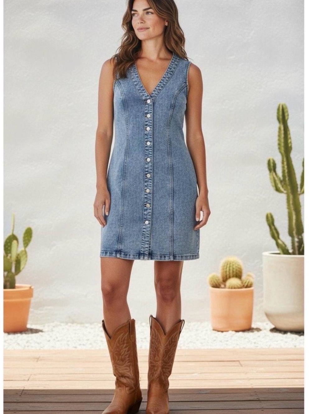 Frye Light Blue Sleeveless Button-Front Denim Mini Dress